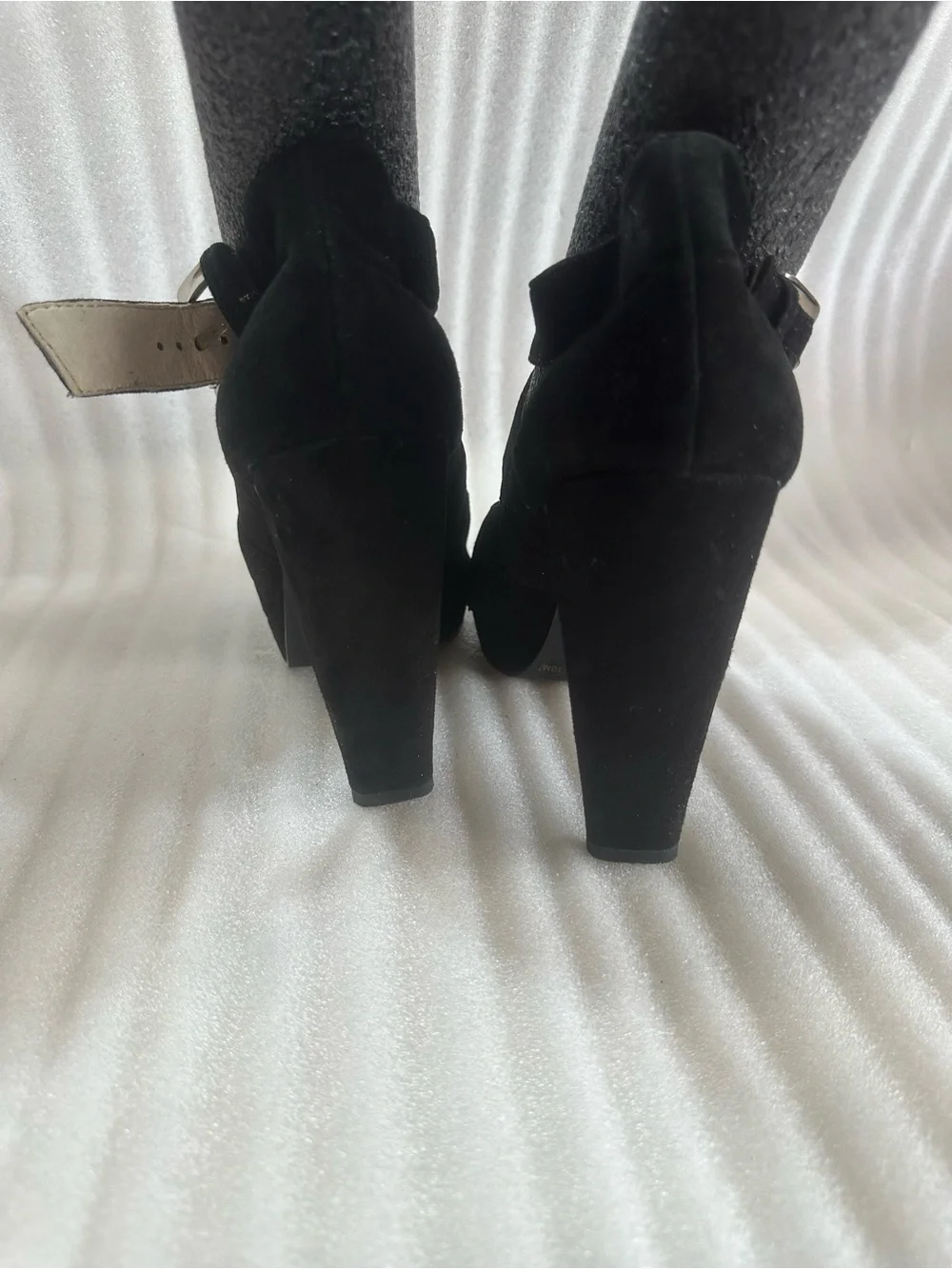 Michael Kors Black Suede Mary Jane High Heels with Buckle